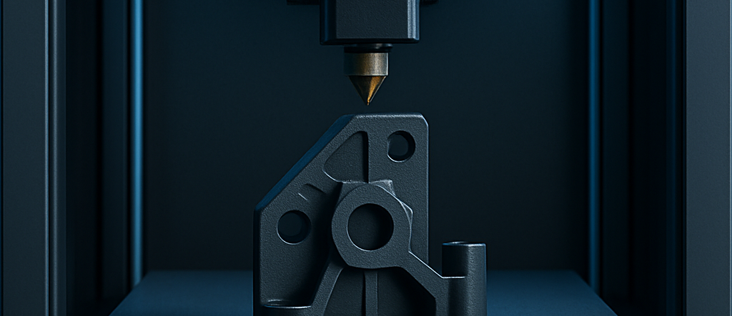 3d-drucker-aktion-willkommen 3D-Druckermit technischem Bauteil.